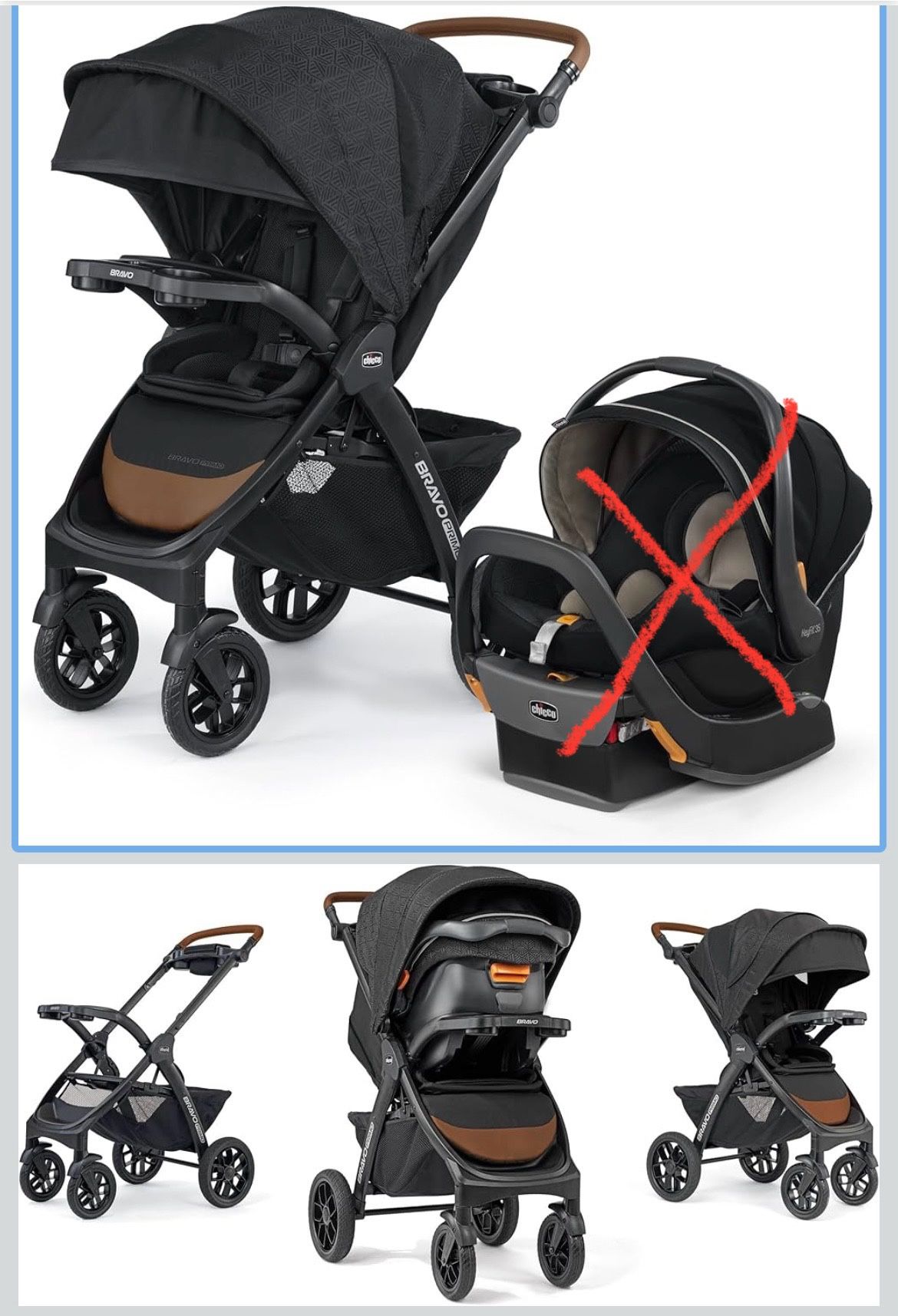 Chicco Bravo Primo Trio Travel System, Bravo Primo Quick-Fold Stroller