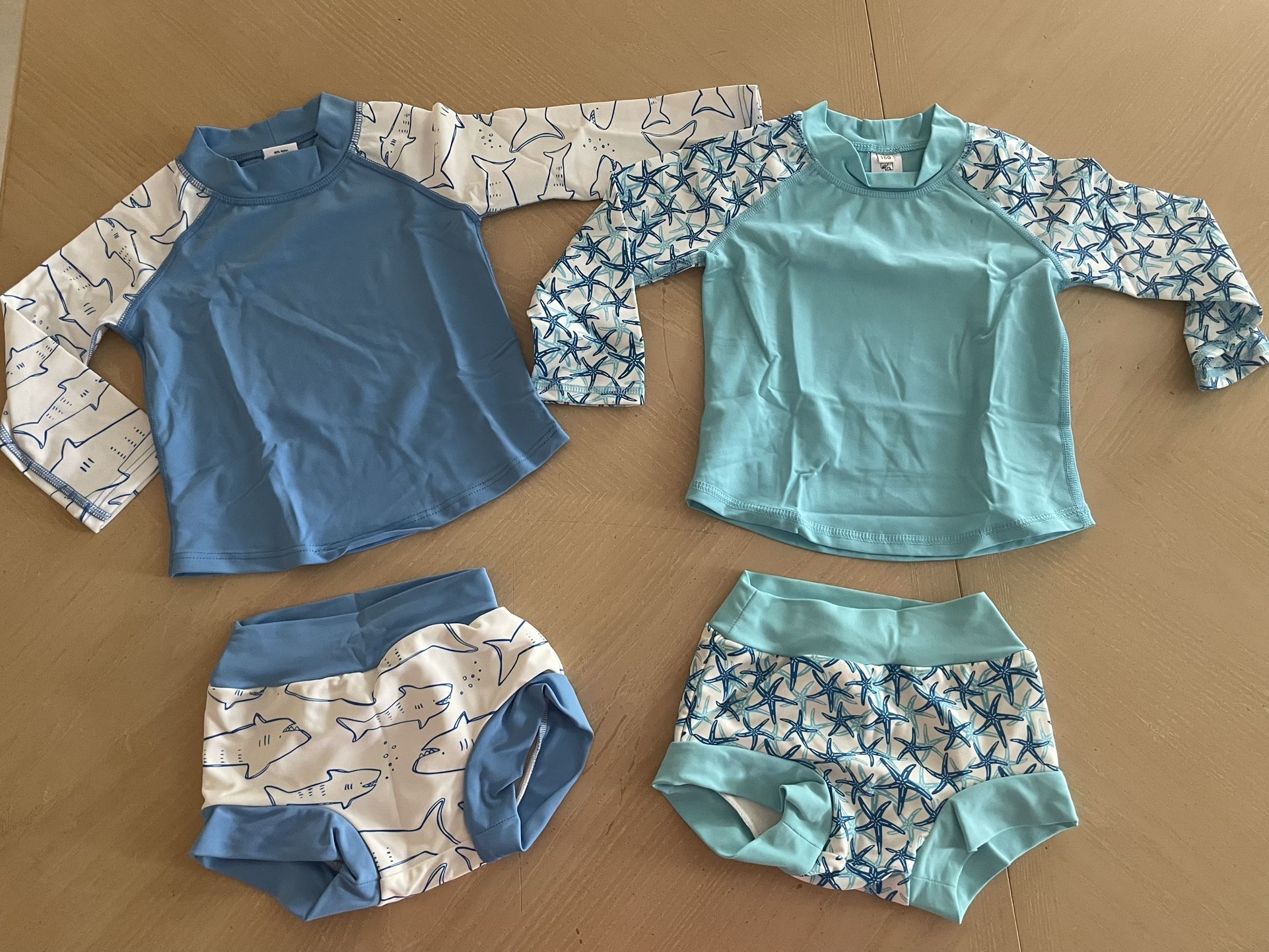 2 Pcs Rash Guard Swim Diapers Sets