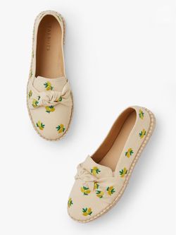 Talbots NIB Canvas Knotted Lemon Espadrille Loafers size 10