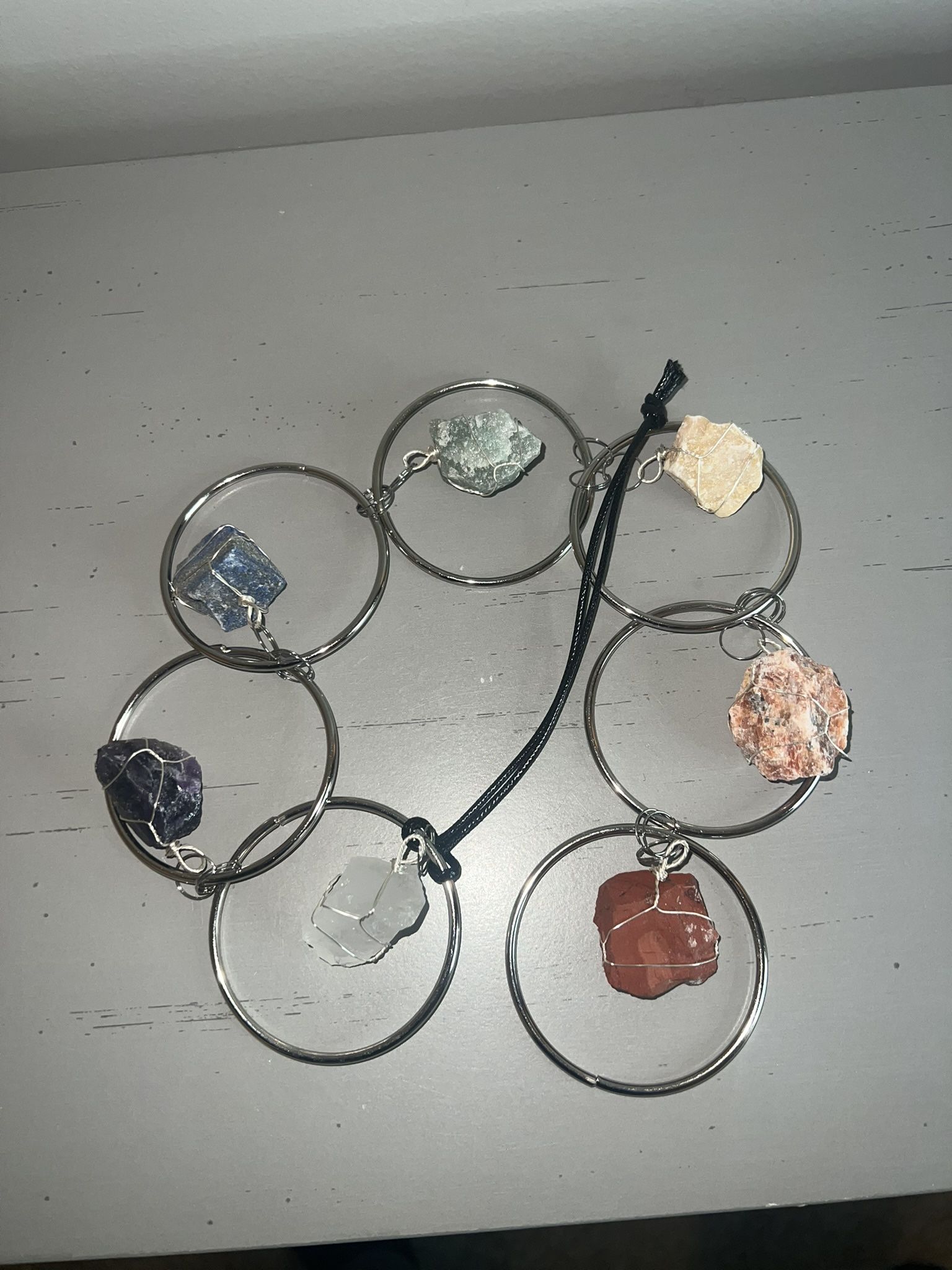 7 Chakra Natural Crystal Gemstone Tassel Hanging Stones Ornament Home Decor