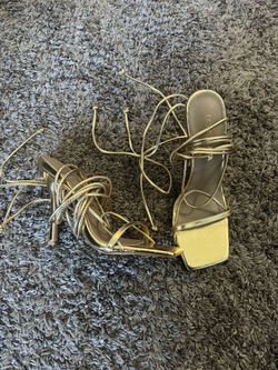Lace Gold Heels