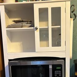 White buffet cabinet With Microwave Storage