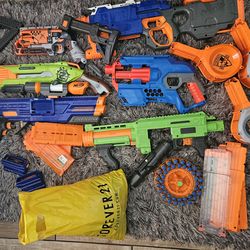 Nerf lot with bag of darts