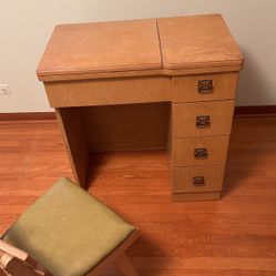 Sewing Machine Cabinet And Chair