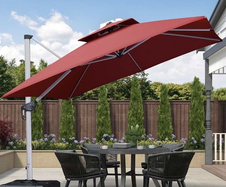 PURPLE LEAF Double Top 360 Degree Rotation 10 ft Square Patio Classic Umbrella