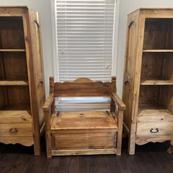 Rustic pine Shelfs Set Of 2 ( Free bench ) 