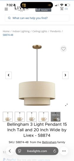 3 Light Tiered Drum Pendent Chandelier with Linen Shade