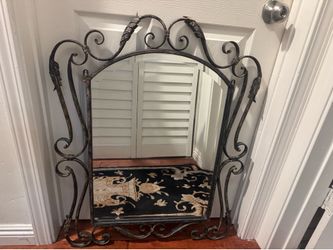 VTG Decorative Wall Mounting Hanging" Black Wrought/Cast Iron Mirror  L-34W-23