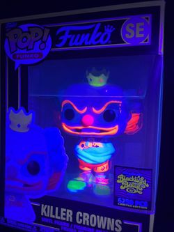 Blacklight Killer Crowns Clown Funko Pop *MINT* 2022 Fundays Black Light Battle Mascot Exclusive LE6250 with protector Glow GITD Klowns