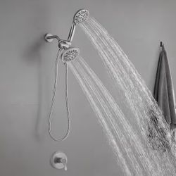 Glacier Bay 6-Spray Wall Bar Raincan Showerhead with 6-Spray Handshower in Chrome=E1-378