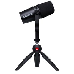 Shure MV7 USB Microphone with Tripod, for Podcasting, Recording, Streaming & Gaming, Built-in Headphone Output, All Metal USB/XLR Dynamic Mic, Voice-I