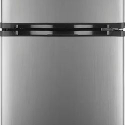 Insignia™ - 3.0 Cu. Ft. Mini Fridge with Top Freezer and ENERGY STAR Certification - Stainless steel