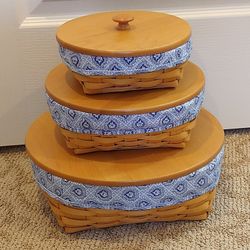 Set Of 3 Longaberger Catch All Stackable Baskets