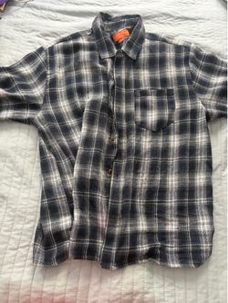 Blue Plaid Flannel Button-Up Shirt