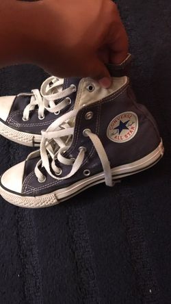 Navy blue high tops converse shoes