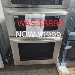 30 in. Combination Double Electric Smart Wall Oven W/Convection, Easy Clean, Built In Microwave 