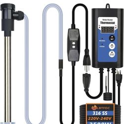 3500W 240V Immersion Water Heater Portable Electric Inflatable Pool & Hot Tub Submersible Water Heater with Thermostat, GFCI for Baptistry, baptismal 