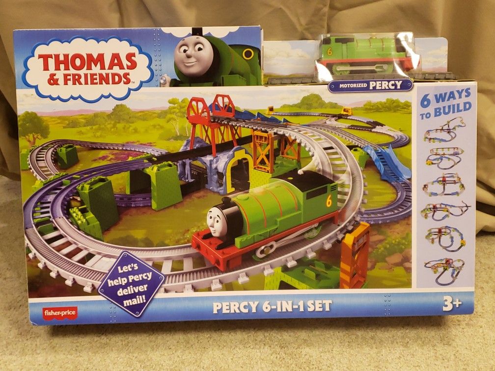 Fisher-Price Thomas & Friends Percy 6-in-1 Set with Motorized Percy Engine!