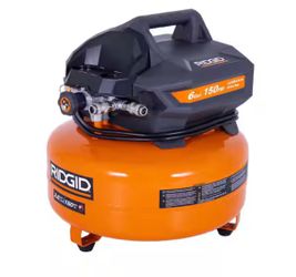 6 Gal. 150 PSI Portable Electric Oil-Free Jobsite Pancake Air Compressor with Dual Pressure Gauges and 2-Quick Couplers