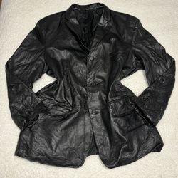 Alfani Women Black Genuine Leather Blazer Style Jacket