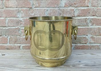 Vintage Brass Etched Planter