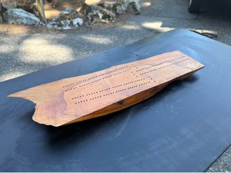 Vintage live edge, wood cribbage board three track handmade rustic Pacific Northwest 22 inch