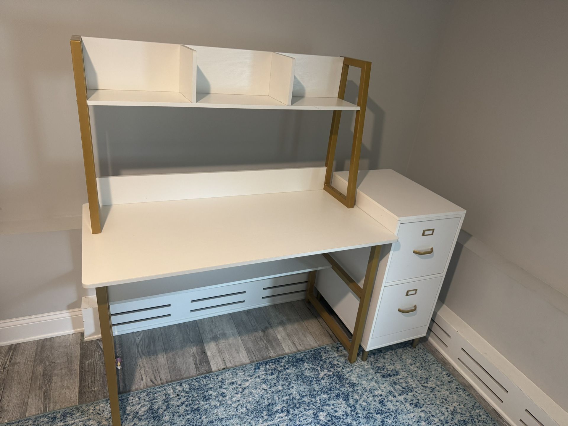 White Desk and Filing Cabinet