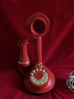 VINTAGE RED 1973 CANDLESTICK TELEPHONE (DECO-TEL)