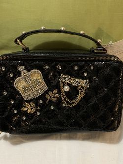 Aldo Black Leather Quilt Crossbody W/Pearls 🦋🦋