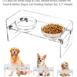 Modern Pet Feeding Station - Clear glass and acrylic 
