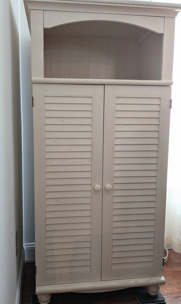 Armoire hutch computer gaming office laptop desk multi use cabinet measures 68" x 33" wide x 21" deep. Cabinet can be used for computer setup