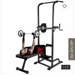 All in  One Pull-Up Bar Adjustable Power Tower Dip Station with Bench Bar Home Gym Exercise Fitness Equipment Multifunction