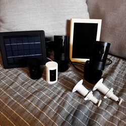 Ring Surveillance Bundle Cameras and Solar Panels and Batteries and Pan Tilt Mounts