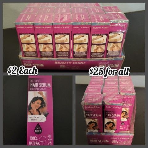 Beauty Guru Natural Hair Serum 100% Pure & Natural Oil .27 oz Each