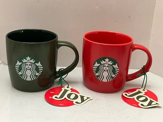 2025 Starbucks Set of 2 Holiday Christmas 11oz Coffee Mug Red Green Siren New