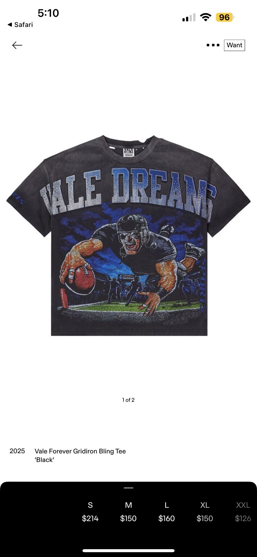 vale dreams shirt 100% authentic size Medium
