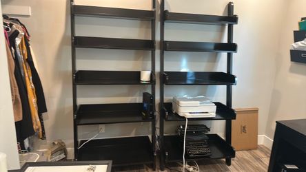 Black Metal Leaning Wall Shelving Unit