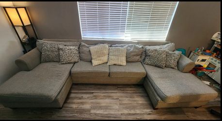 Large Gray Sectional Sofa – $250 (Good Condition, Minor Flaws)
