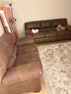 Brown Fabric Sofa Set – 2 Pieces