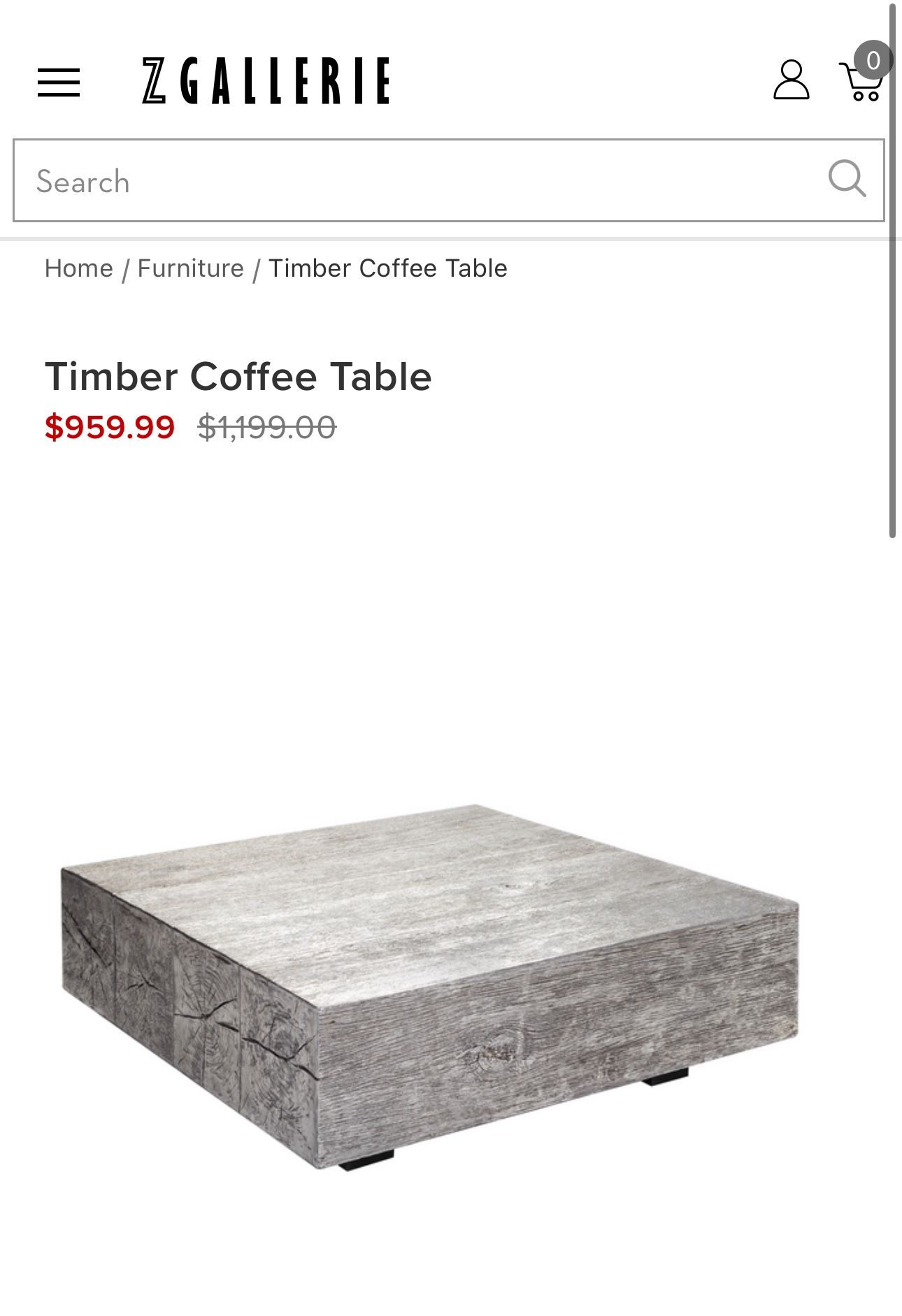Z Gallerie Coffee Table