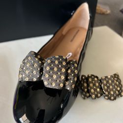 Vintage Shoe Clips Black With Gold Sparkle (1.5 x 3") Shoe Not Included