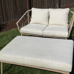 Opal House Outdoor Loveseat and Ottoman 