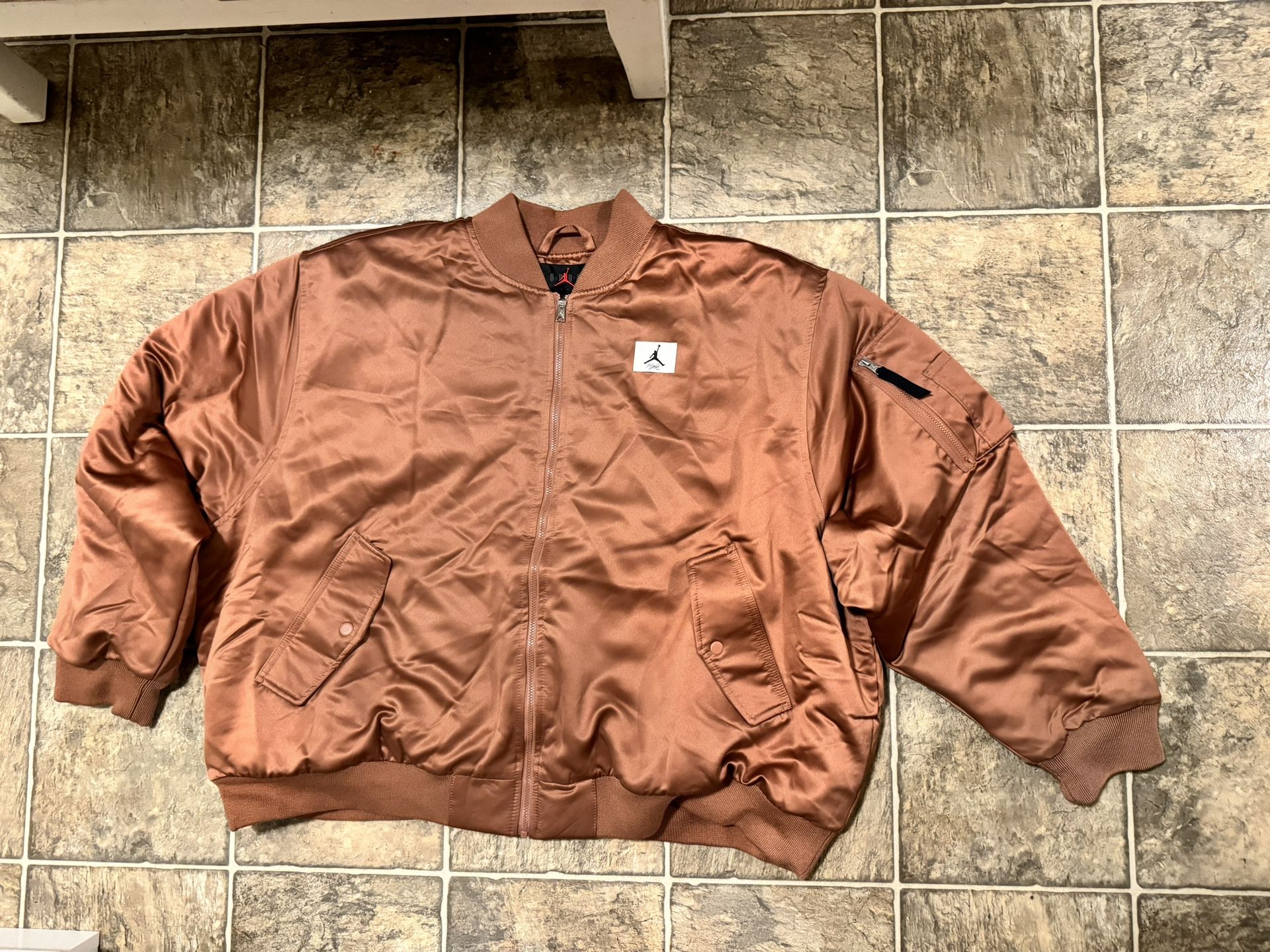 New XL Women’s Nike Air Jordan 1 Mineral Clay Bomber Jacket