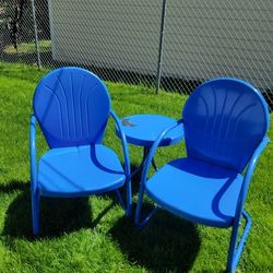 Blue Outdoor Chairs & Table Set