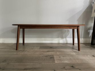Mid-Century Modern Walnut Oak Wood Bench