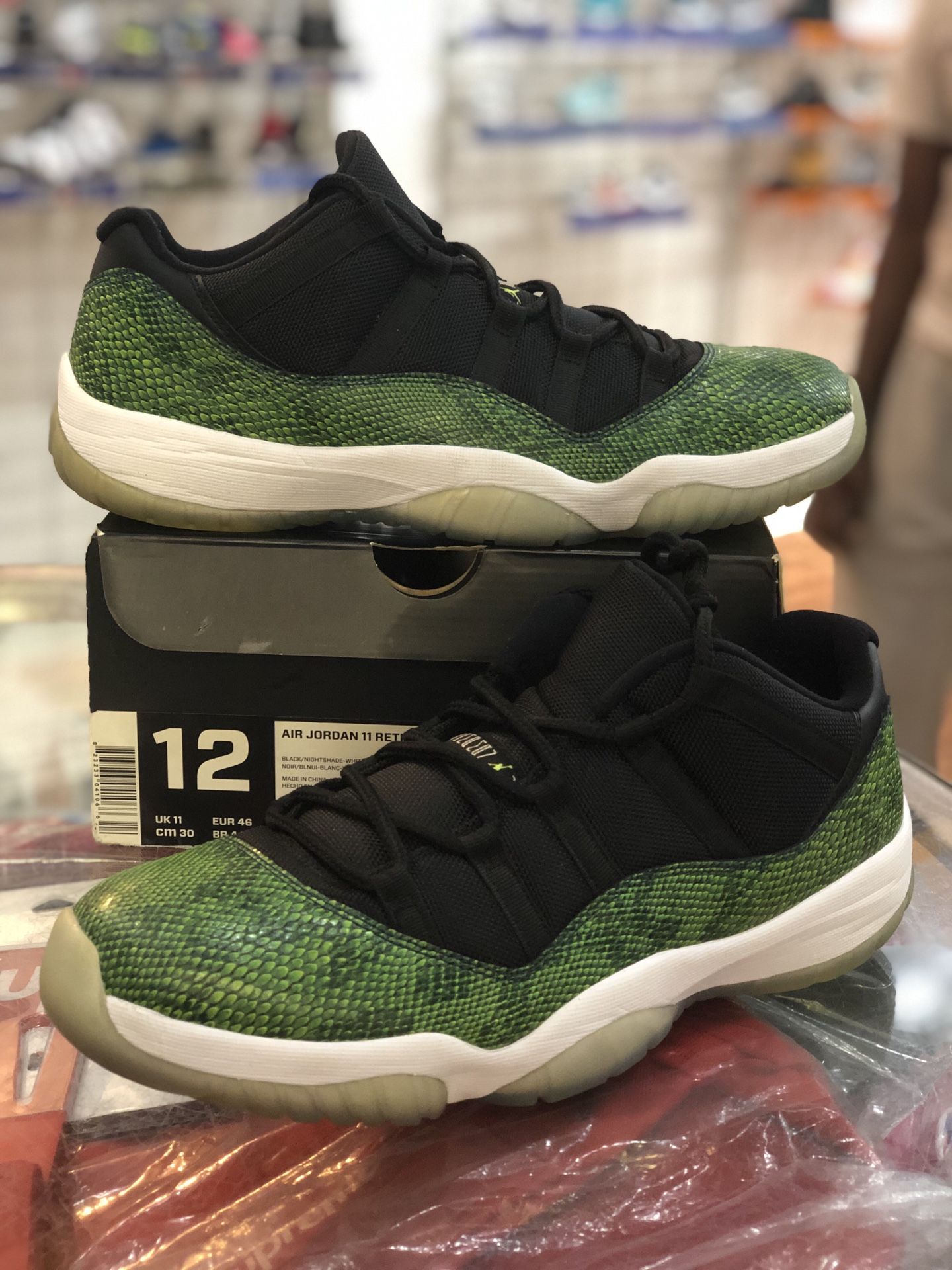 Green Snakeskin 11s size 12