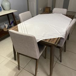 Dining Set , Table and  4 Chair .  Colors Of Chairs Are Grey Fabric 