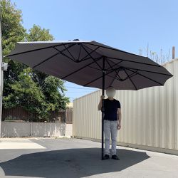 New $85 Large 15 FT Double Sided Umbrella Outdoor Patio Garden Yard (Weight base not included) 