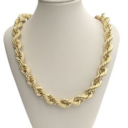 10kt Real Gold Rope Chain 12 mm 22 Inches 