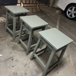 Set Of 3 Wooden Stools
